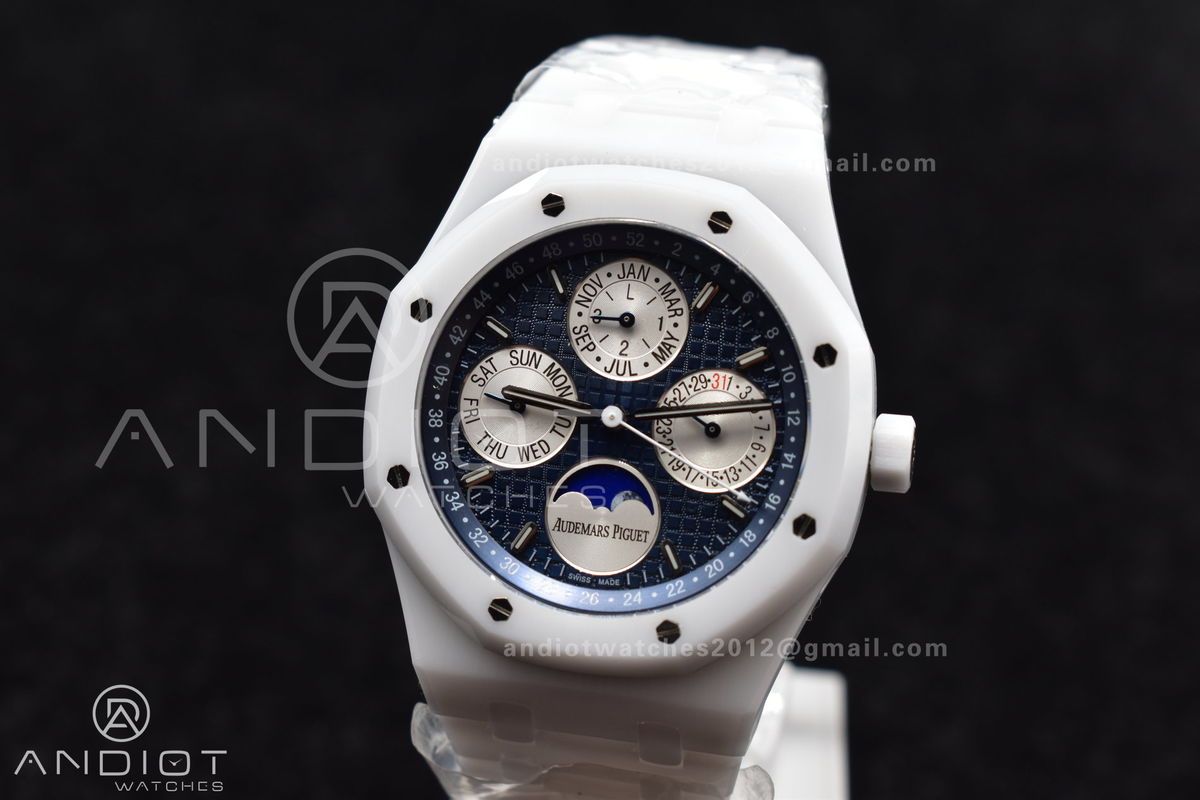 Royal Oak Perpetual Calendar 26579cb White Ceramic APSF Best Edition on Ceramic Bracelet A5134